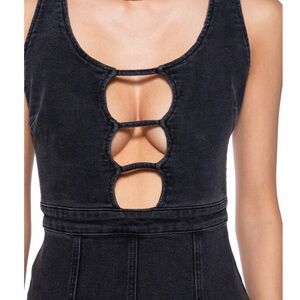 AKIRA Black and Gray Cut Out denim Sheath Dress